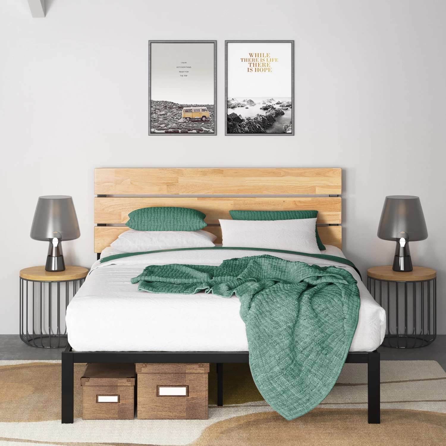 Zinus Industrial Wood & Metal Bed Frame