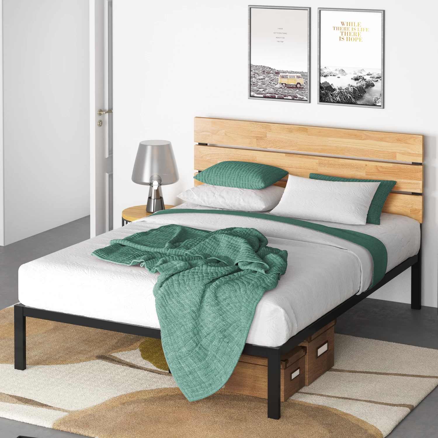 Zinus Industrial Wood & Metal Bed Frame - Image 3